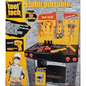 Banco Lavoro Bambino Tool Tech  56x38x94 cm 904 Con Trapano Elettrico 3 Anni+