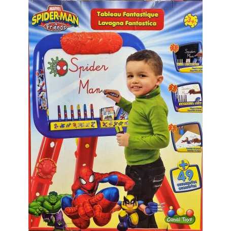 Lavagna con Cavalletto per Bambini Spiderman 3in1 3 Anni+ Magnetica con 50  Accessori