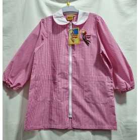 Grembiule Asilo Bimba con Zip Scimmietta George 5 anni 110 cm tg.60 Rosa Quadretti 1732030