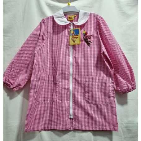 Grembiule Asilo Bimba con Zip Scimmietta George 5 anni 110 cm tg.60 Rosa Quadretti 1732030
