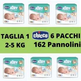 Pannolini Chicco Airy Taglia 1 Offerta Scatola 162 Pannolini 2-5 Kg Newborn 6 Pacchi da 27 Pannolini