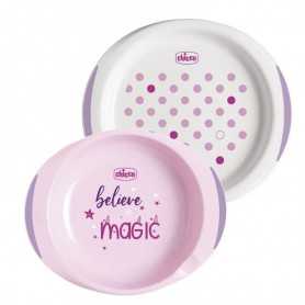 Chicco Set Piatti 12m+ Piatto Fondo e Piatto Piano Rosa 160021