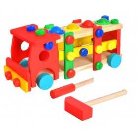 Camion in Legno da Costruire con Cacciavite, Martello, Viti e Palline ad Incastro 6580 Iso Trade 3 Anni+