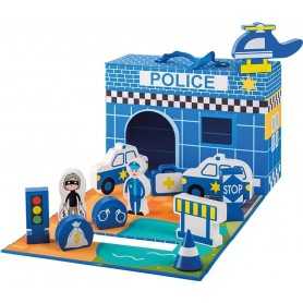Stazione Polizia Portatile con Accessori e Personaggi in Legno 17363 Joueco 18 Mesi+
