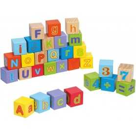 Cubi Giocattolo per Bambini con Lettere e Numeri in Legno 30 Pezzi 16434 Joueco 12 Mesi+