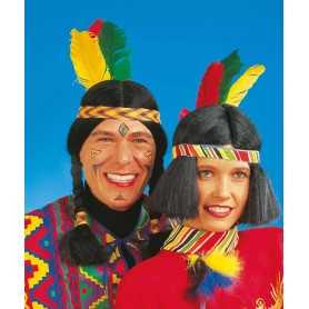Parrucca Indiano Nera con Codini Unisex Riethmulle 80111