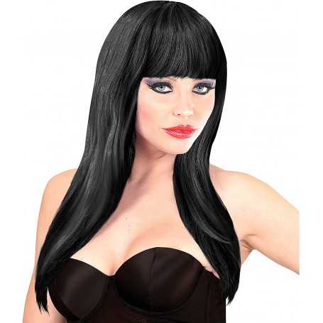 Parrucca Nera Lunga Liscia con Frangia Widmann Vogue 01821