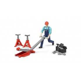 Bruder 62100 Personaggi Meccanico con Attrezzi Officina 4 Anni+