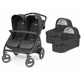 Passeggino Gemellare Peg Perego Book For Two Ardesia 2024 con 2 Porte-Enfant