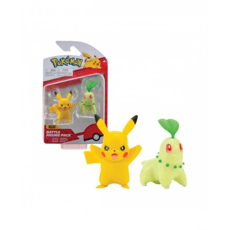 Pokemon Personaggi Giocattolo Pikachu e Chikorita Battle Figure Pack
