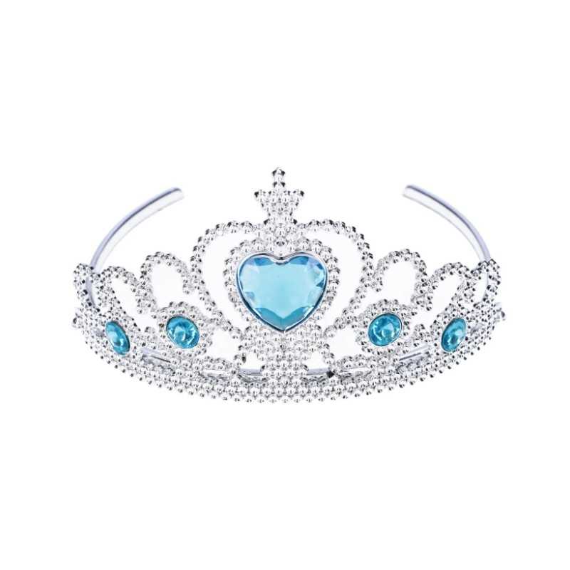 Corona da Principessa per Bambina Tiara Argento con Pietre Azzurre
