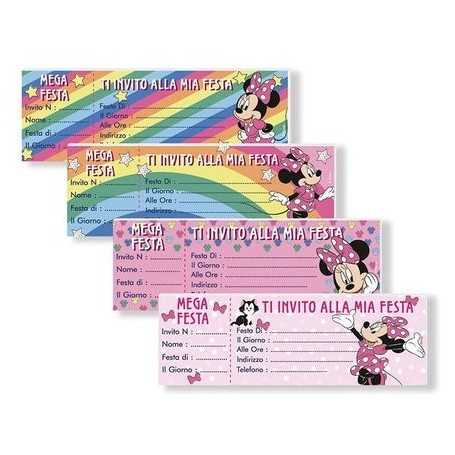Inviti Compleanno Bambini Minnie Disney 15 Pezzi Colori Assortiti