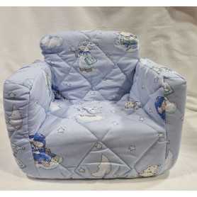 Poltroncina Morbida Bambini Azzurro Nuvolette Sfoderabile