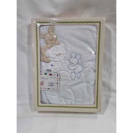 Trapuntino Culla Invernale Imbottito Bambino Azzurro Animaletti 80x70 cm P1479 Petit Firenze