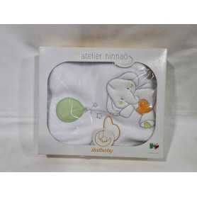 Copertina Pile Neonato Carrozzina Bianca Elefate Palloncino 90x85 cm 210052 Italbaby