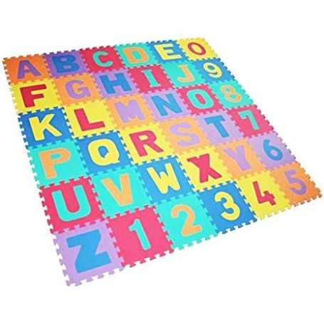 Tappeto Puzzle Alfabeto e Numeri Bambini in Gomma 180x180cm 36 Pezzi 4693  Iso Trade
