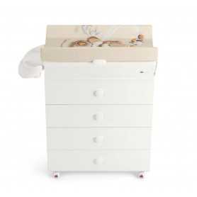 Fasciatoio Cassettiera Asia Cam Bianco in Legno 4 Cassetti Fasciatoio 240 Orso C915006