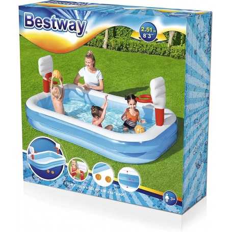 Piscina Bambini con Basket 251x168x38 cm 54122 Bestway 3 Anni+
