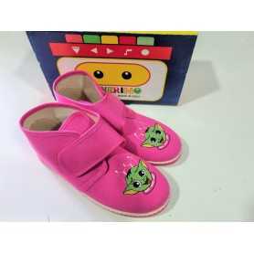 Pantofole Bambina 32 Rosa Chiuse con Velcro in Tela Made in Italy 350 Pokerino