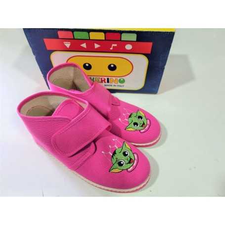Pantofole Bambina 32 Rosa Chiuse con Velcro in Tela Made in Italy 350 Pokerino