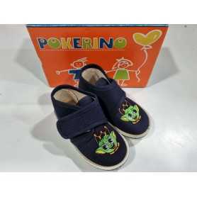 Pantofole Bambino 19 Blu Chiuse con Velcro in Tela Made in Italy 350 Pokerino