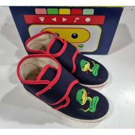 Pantofole Bambino 32 Blu e Rosso Chiuse con Velcro in Tela Made in Italy 350 Pokerino