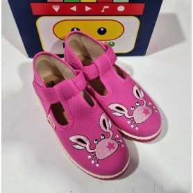 Scarpe Bimba 23 Occhietti Rosa con Velcro in Tela Made in Italy 70 Pokerino Granchio