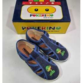 Sandali Tela Bambino 32 Blu con Velcro in Tela Made in Italy 65 Pokerino Snake
