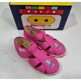 Sandali Bambina 28 Rosa con Velcro in Tela Made in Italy 65 Pokerino Snake