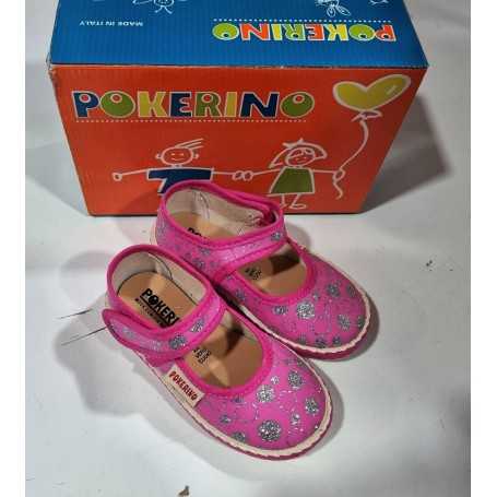 Ballerine Primi Passi Rosa 20 in Tessuto con Velcro Made in Italy 60 Pokerino Pois Argento