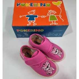 Scarpe Bambina Tela 23 Rosa con Velcro Made in Italy 68 Pokerino Tigre