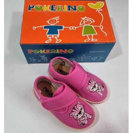 Scarpe Bambina Tela 32 Rosa con Velcro Made in Italy 68 Pokerino Tigre