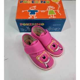 Scarpe Bambina Tela 33 Rosa con Velcro Made in Italy 68 Pokerino Orsetto