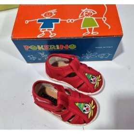 Sandali Bambino 33 Rosso con Velcro in Tela Made in Italy 65 Pokerino Clown