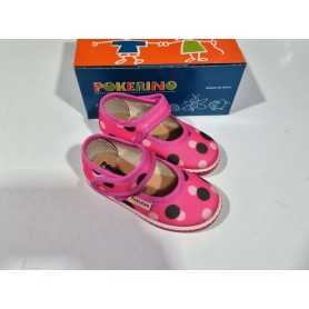 Ballerine Rosa 23 in Tessuto con Velcro Made in Italy 60 Pokerino Pois Colorati