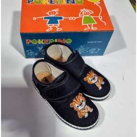 Scarpe Bambino Tela 25 Blu Scuro con Velcro Made in Italy 68 Pokerino Tigre