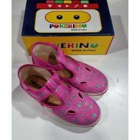 Scarpe Primi Passi Bimba 18 Occhietti Rosa con Velcro in Tela Made in Italy 70 Pokerino Pois Argento