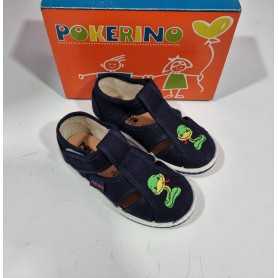 Sandali Tela Bambino 28 Blu Scuro con Velcro in Tela Made in Italy 65 Pokerino Snake