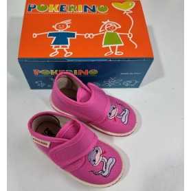 Pantofole Bambina 21 Rosa Chiuse con Velcro in Tela Made in Italy 350 Pokerino Snake