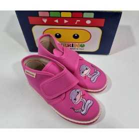 Pantofole Bambina 29 Rosa Chiuse con Velcro in Tela Made in Italy 350 Pokerino Snake