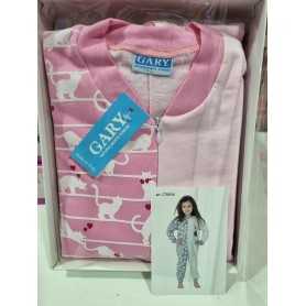 Pigiama Intero Bambina 8 Anni Caldo Cotone Senza Piedi con Zip Rosa Gattino 270058 Gary