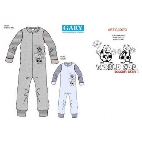 Pigiama Intero Bambino 5 Anni Pile Punto Milano Senza Piedi con Zip Grigio Pallone 20073 Gary