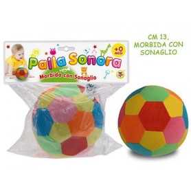 Palla Sonora Neonati Morbida con Sonaglio per Bambini Colorata 13 cm 61648 Teorema 0 Mesi+