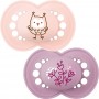 Ciuccio Mam 18 mesi Silicone Femmina Gufo Fiori Original Confezione da 2 Ciucci Rosa Lilla Colors of Nature
