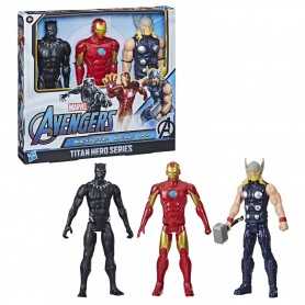 Avengers Set Personaggi Pack 3 Titan Hero Iron Man, Black Panther, Thor F5291 Hasbro Marvel 4 Anni+