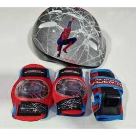 Casco Bici Spiderman Marvel 5 Anni 8 Anni 50-54 cm con Ginocchiere Gomitiere e Polsiere 36624