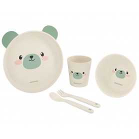 Set Pappa Bamboo 6 Mesi+ con Piatti, Bicchiere e Posate Bear Mint 31302040071 Kikka Boo