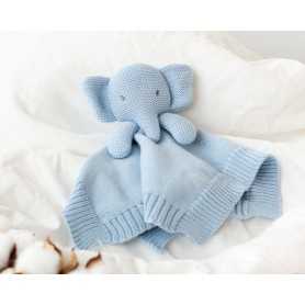 Doudou Neonato Cotone Elefante Azzurro 3432 Kio Kids 0 Mesi+