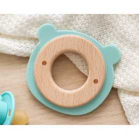 Massaggiagengive Neonato 3 Mesi+ Silicone e Legno Naturale Orsetto Verde 3235 Kio Kids