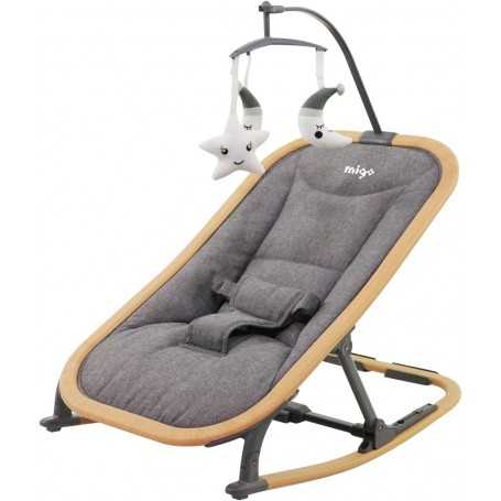 Sdraietta Neonato in Legno Richiudibile Grigio Lucas con Giostrina Migo 500601 0 Mesi+